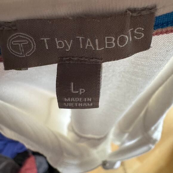 T by Talbots White Sleeveless Zip Polo Top Large Petite Stretch Cotton Blend - Picture 4 of 7